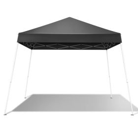 8x8ft Pop-Up Canopy Tent, Outdoor Tent Canopy Foldable Portable Canopies For Camping, Patio, Easy Up Gazebo Canopy With Carry Bag Slant Legs, Dark Gre