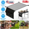 Hanging Storage Net for 35.43x23.62 Camping Table Under Table Folding Net Bag Tear-Resistant with 3 Side Pockets 4 Corner Clips for Camping Hiking Fis