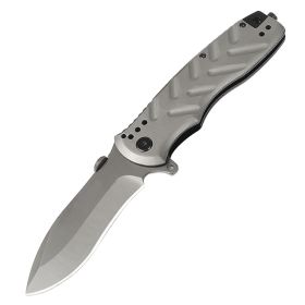 Premium Gray Pocket Knife, 9.5cm Stainless Steel Blade, Ergonomic Anti-Slip Handle, Safe Lock for Outdoor & Daily Use