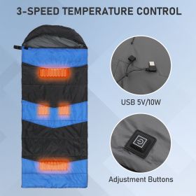 Rectangular Heated Sleeping Bag, Lightweight Sleeping Bag with Multi USB Powered Heating Pads