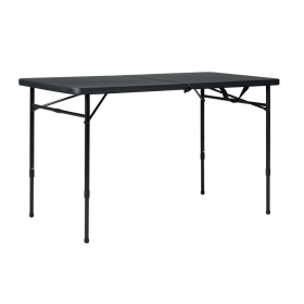 4 Foot Fold-in-Half Adjustable Folding Table, Rich Black(Shipment from Walmart)
