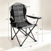 2 Pack Heavy Duty Folding Camping Chairs 330 LBS Capacity, 600D Oxford Padded Portable Outdoor Lawn Chairs with Cup Holder & Carry Bag - Black