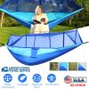 600lbs Load 2 Persons Hammock w/Mosquito Net Outdoor Hiking Camping Hommock Portable Nylon Swing Hanging Bed w/ Strap Hook Carry Bag
