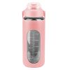64Oz Glass Water Bottle Sports Water Bottle Motivational Water Bottle Water Intake Tracker Bottle with Straw Time Marker Silicone Sleeve Handle for Gy