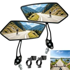 1 Pair Bike Mirror Rotaty Diamond MTB Road Cycling Bicycle Handlebar Rear View Glass (US Logistics only For USPS.TK/TMEU only For self-pickup) (Option: Default title)