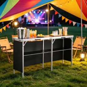 Extra Long Folding Portable Bar Table 77.95" x 15.16" x 34.65", Tradeshow Podium Table with Carrying Case, for Party Picnic & Exhibition (Option: Default title)