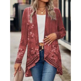 Shawl Small Suit Cardigan Outer Wear Ethnic Style (Option: Red-S)