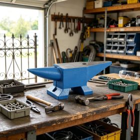 44 lbs Single Horn Steel Anvil with Round & Square Holes, Rugged Blacksmith Forge Tool for Jewelers & Metalsmiths (Option: Default title)