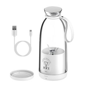 2-in-1 16.9OZ Portable Fruit Blender Electric Rechargeable Juice Cup for Shakes Smoothies Juice Personal Fruit Mixer with 6 Blades (Option: MiniBlenderWhite)