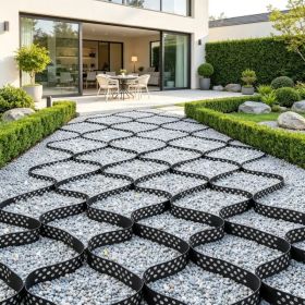 17.06 x 8.86 FT Gravel Grid, Permeable Geo Grid Driveway Stabilizer for Garden, Patio & RV Parking (Option: Default title)
