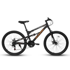 A26207 26 Inch Steel Frame Shock Fork Plus Shock Absorber 21-speed Unisex Mountain Bike (Option: Black)