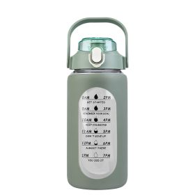 34Oz Glass Water Bottle Sports Water Bottle Motivational Water Bottle Water Intake Tracker Bottle with Straw Time Marker Silicone Sleeve Handle for Gy (Option: Bottle32OZGreen)