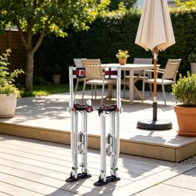 24''-40'' Adjustable Drywall Stilts with Protective Knee Pads, Durable Non-slip Work Platform for Painting, Taping & Walking, Silver (Option: Default title)