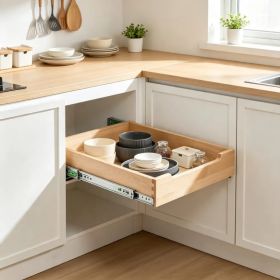 14"W x 21"D Pull Out Cabinet Organizer, Heavy-Duty Wood Drawer with Soft Close Slides for Kitchen & Pantry (Option: Default title)