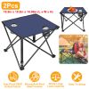 2Pcs Foldable Camping Table Portable Picnic Table Lightweight Travel Desk with 2 Cup Holders/Table Carrying Bag