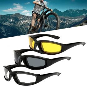 3 pairs Motorcycle Sports Biker Riding Glasses Wind Resistant Eye Protection Women Men Sports Goggles Cycling Glasses Sunglasses Gray/Clear/Yello (Option: Default title)