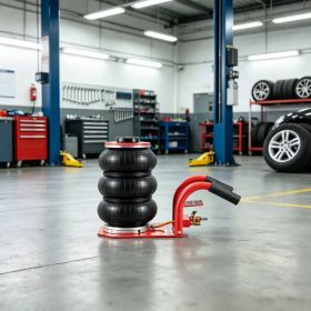 3 Ton/6600 lbs Triple Bag Air Jack with Six Steel Pipes, 17.7" Fast Lifting Pneumatic Jack with Side Handles, 3-5s Lift, Red, for Car & Garage Re (Option: Default title)