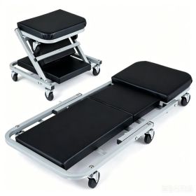36" 2-in-1 Mechanic Creeper Seat with 360 Swivel Casters, Heavy Duty Metal Frame Auto Repair Rolling Stool with 1.5" Thick Oil-Proof Cushion for (Option: Default title)