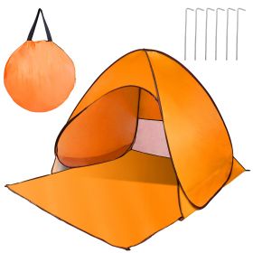 Pop Up Beach Tent Sun Shade Shelter Anti-UV Automatic Waterproof Tent Canopy for 2/3 Man w/ Net Window Storage Bag for Outdoor Beach Camping Fishing P (Option: PopUpBeachTentOrange)