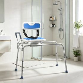 Sliding Shower Chair with Swivel Seat, 400 lbs Tub Transfer Bench with Padded Arms & Backrest, Height Adjustable, for Seniors & Disabled (Option: Default title)