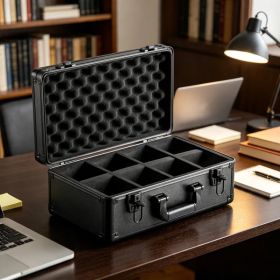 Graded Card Storage Box (4 Slots), Graded Sports Cards Holder Carrying Case with Key Lock Foam Dividers (Option: Default title)