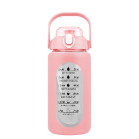 34Oz Glass Water Bottle Sports Water Bottle Motivational Water Bottle Water Intake Tracker Bottle with Straw Time Marker Silicone Sleeve Handle for Gy (Option: Bottle32OZPink)