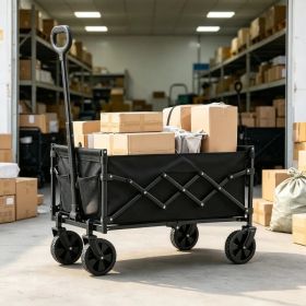 120L Heavy Duty Folding Wagon Cart (225 LBS), Collapsible Utility Wagon with All-Terrain Wheels for Beach & Garden (Option: Default title)