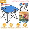 2Pcs Foldable Camping Table Portable Picnic Table Lightweight Travel Desk with 2 Cup Holders/Table Carrying Bag