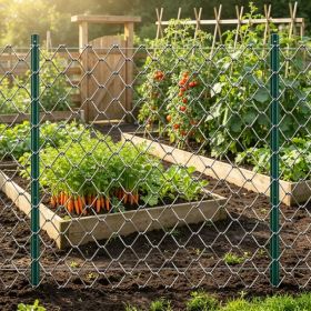 10-Pack 4ft U-Channel Fence Posts, Heavy Duty Steel Wire Fencing Stakes for Garden (Option: Default title)
