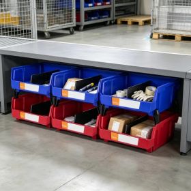 6-Pack Plastic Storage Bin 11" x 11" x 5", Hanging Stackable Organizer Bin, Heavy Duty Stacking Containers for Closet Kitchen Office & Pantry, Bl (Option: Default title)