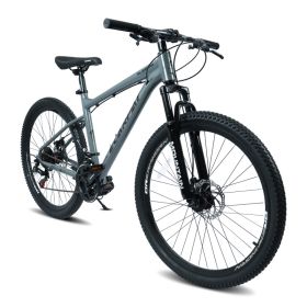 A26317 KIAPALNO 26 Inch All-Terrain Mountain Bike With Disc Brakes 21-Speed Drivetrain & Durable Carbon Steel Frame Ideal For Men And Women, Perf (Option: A26317GREYBLACK)