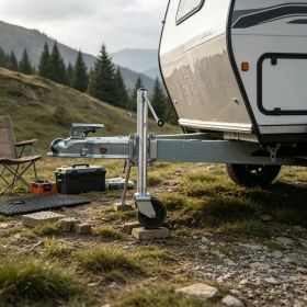 2000 lbs Heavy Duty Swivel Boat Trailer Jack with PP Dual Wheel, 15"-27" Lift Range for RV & Utility Trailers (Option: Default title)