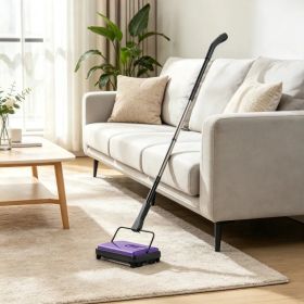6.7" Manual Carpet Sweeper, Floor Sweeper with 300 ml Dustbin for Pet Hair & Home Office (Option: Default title)