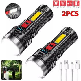 Powerful 4 Modes Multi-function Rechargeable Flashlight Outdoor COB Torch Lamp (Quantity: 2 pcs)