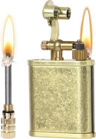 Vintage Trench Lighter, Permanent Match, Cool Pipe Lighter, Unique Metal Lighters, Antique Kerosene Lighters Fluid Refillable (Color: Brass Color)