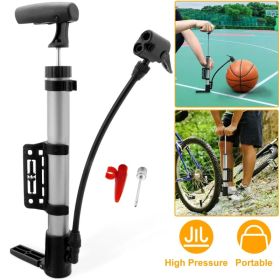 Mini Bike Pump Portable Bicycle Tire Inflator Ball Air Pump W/ Mount Frame For Mountain Road Bike (Option: Black+Silver)