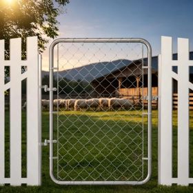 32 x 46 in Adjustable Chain Link Fence Gate, Fits 2-4 ft (W) x 4 ft (H) Openings, for Garden & Farm, Posts Not Included (Option: Default title)