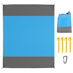 108x96.46in Sand Proof Picnic Blanket Water Resistant Foldable Camping Beach Mat w/ 4 Anchors 1 Carry Bag For 4-6 People (Option: CampingBlanketBlueL)