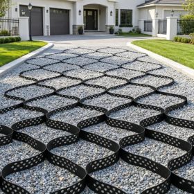 32.81 x 9.84 FT Gravel Grid, 2" Permeable Geo Grid Driveway Stabilizer for Garden, Patio & RV Parking (Option: Default title)