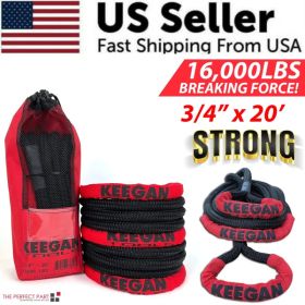 KEEGAN TOOLS 1.25"x30' Kinetic Energy Recovery Rope 46000 lbs Tow Rope Carry Bag (Option: 3/4" x 20 ft)