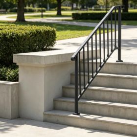 5-Step Stair Handrail Kit, Transitional Black Retro Arch Design with Installation Hardware, for Outdoor Steps, Porch & Deck (Option: Default title)