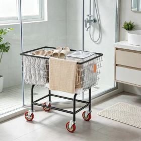 Wire Laundry Cart, 2.8 Bushel Wire Laundry Basket with Wheels, 26.7" x 21.7" x 26.4" Commercial Grade (Option: Default title)