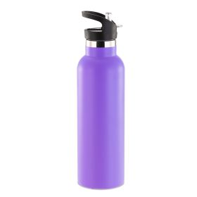 Sports Water Bottle Stainless Steel Vacuum-Insulated Drinking Cup w/ Straws Outdoor Cycling Hiking (Option: StillWaterBottle750mlPPL)