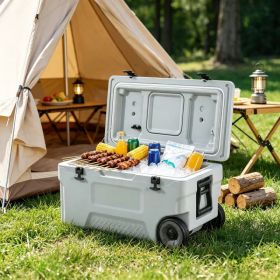 74 QT Portable Wheeled Cooler, Cup Holder & Sturdy Handles, for Family Picnics & Long Trips (Option: Default title)
