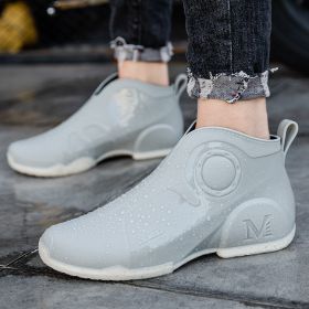 Motorcycle Rain Boots Men's Summer Youth Outdoor Non-slip Wading Shoes Fashion Low Top Flat Work Shoes Rubber Shoes (Option: Gray-43)